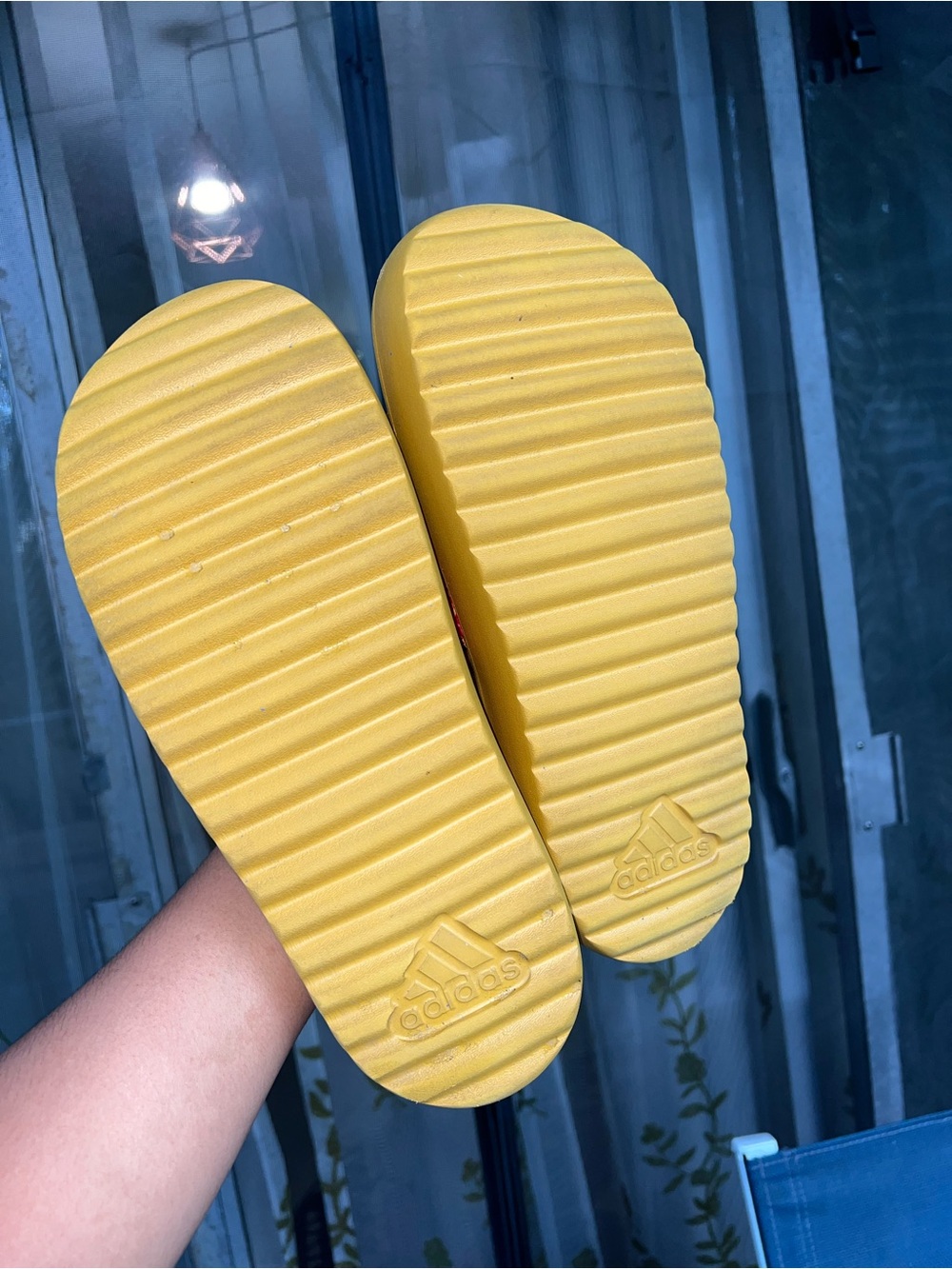 adidas Originals orange and Yellow Patterned Slide Sandals - Picture 12 of 12